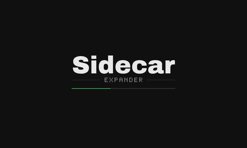 The boot screen: the Sidecar | Expander wordmark over a green progress bar
