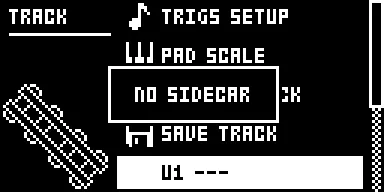 The track menu with the NO SIDECAR popup over the slot item U1