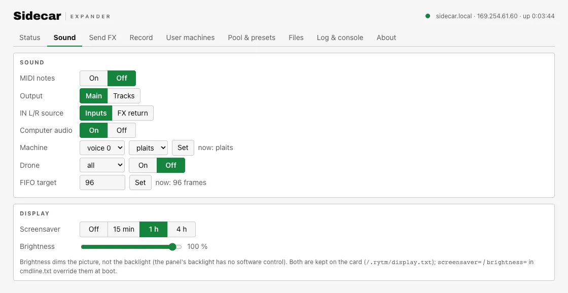 The web page Sound tab