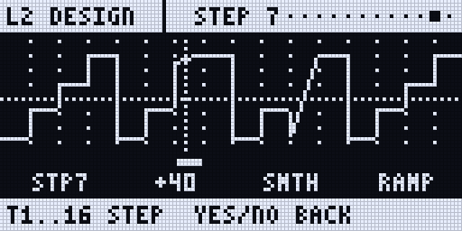 The LFO design view with 16 steps