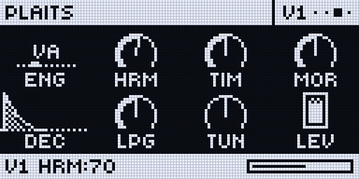 A PLAITS voice page on the Rytm